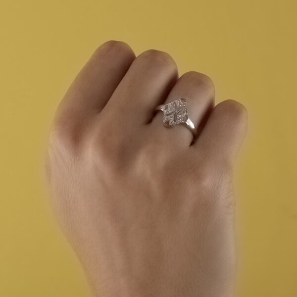 18K SORTIJA ORO BLANCO JUEGO NOVIA 15X10 MM CABEZA CIRCONITAS - Imagen 3