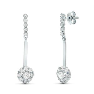 18K PENDIENTES DOS CUERPOS JUEGO DE NOVIAS CIRCONITAS 33X6 MM PRESION