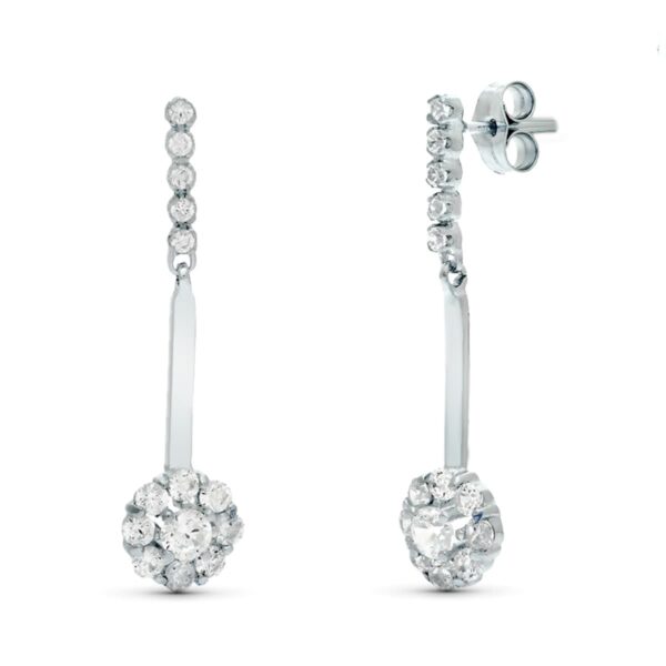 18K PENDIENTES DOS CUERPOS JUEGO DE NOVIAS CIRCONITAS 33X6 MM PRESION