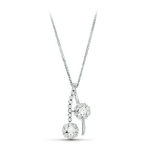 18K GARGANTILLA 45 CM ORO BLANCO JUEGO DE NOVIA CIRCONITAS MOTIVO 26X14 MM