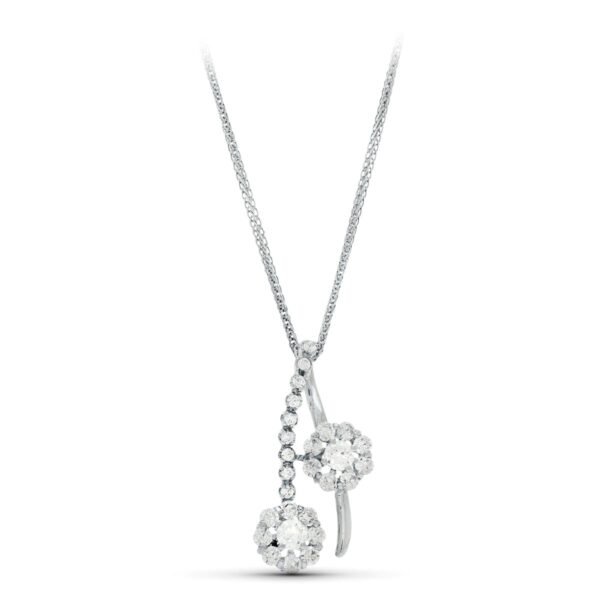 18K GARGANTILLA 45 CM ORO BLANCO JUEGO DE NOVIA CIRCONITAS MOTIVO 26X14 MM
