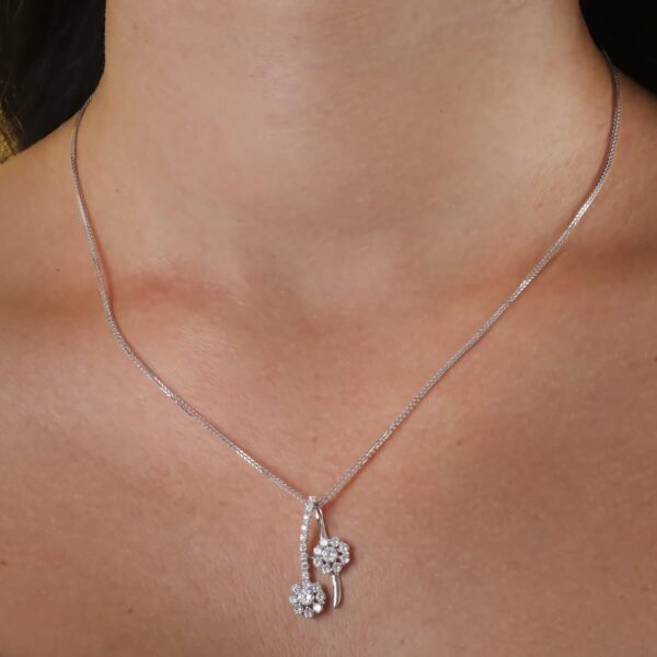 18K GARGANTILLA 45 CM ORO BLANCO JUEGO DE NOVIA CIRCONITAS MOTIVO 26X14 MM - Imagen 2