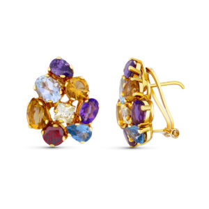 18K PENDIENTES PIEDRA COLOR 20X16 MM