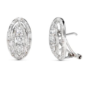 18K PENDIENTES ORO BLANCO JUEGO NOVIA CIRCONITAS CIERRE OMEGA 18X10 MM OMEGA