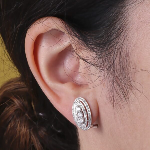 18K PENDIENTES ORO BLANCO JUEGO NOVIA CIRCONITAS CIERRE OMEGA 18X10 MM OMEGA - Imagen 2