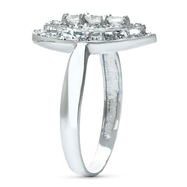 18K SORTIJA ORO BLANCO JUEGO NOVIA CIRCONITAS MOTIVO 18X10 MM - Imagen 2