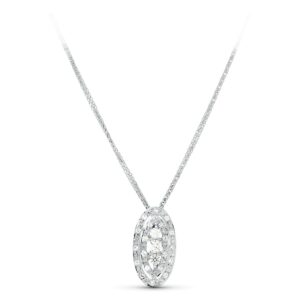 18K GARGANTILLA 45 CM ORO BLANCO JUEGO NOVIA CIRCONITAS MOTIVO OVAL 19X8 MM