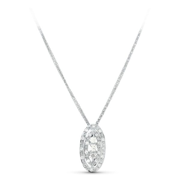 18K GARGANTILLA 45 CM ORO BLANCO JUEGO NOVIA CIRCONITAS MOTIVO OVAL 19X8 MM