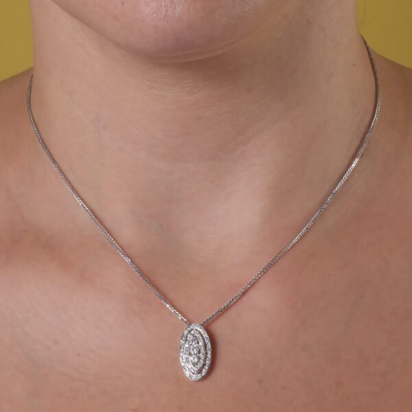 18K GARGANTILLA 45 CM ORO BLANCO JUEGO NOVIA CIRCONITAS MOTIVO OVAL 19X8 MM - Imagen 2