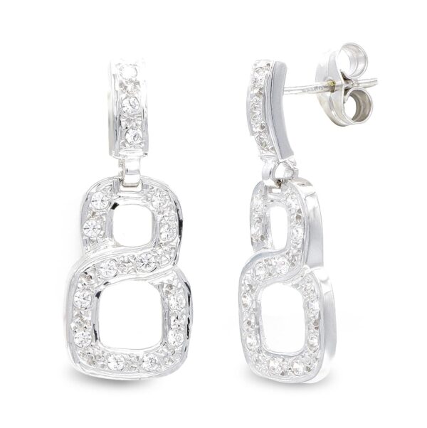 18K PENDIENTES ORO BLANCO LARGOS CIRCONITAS
