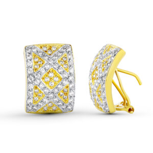 18K PENDIENTES BICOLOR CIRCONITAS 17X12 M
