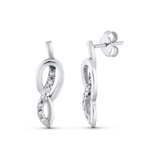 18K PENDIENTES ORO BLANCO CIRCONITAS 23X7 MM