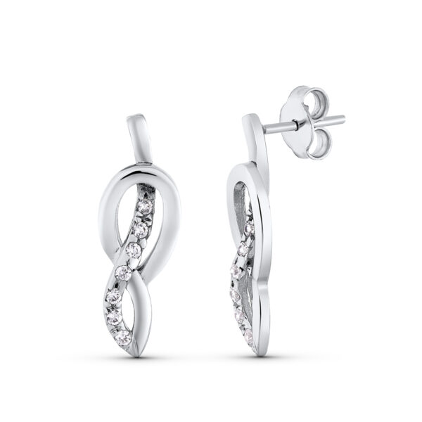 18K PENDIENTES ORO BLANCO CIRCONITAS 23X7 MM