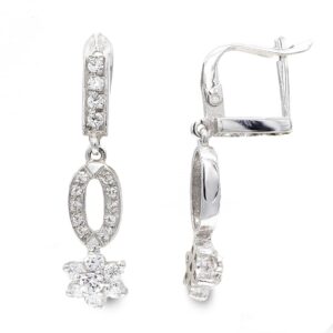 18K PENDIENTES ORO BLANCO LARGOS Y CIRCONITAS
