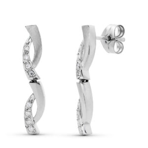 18K PENDIENTES ORO BLANCO CIRCONITAS 25X4 MM