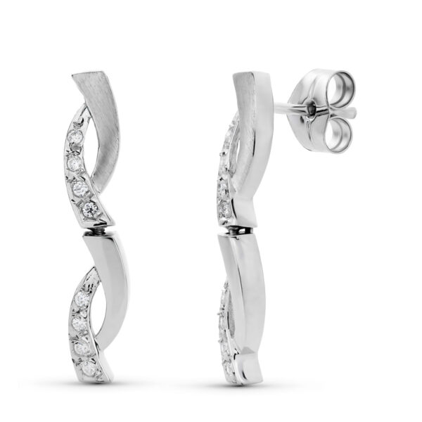 18K PENDIENTES ORO BLANCO CIRCONITAS 25X4 MM