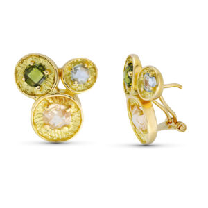 18K PENDIENTES ORO AMARILLO PIEDRA COLOR 19X17 MM