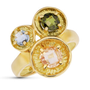 18K SORTIJA ORO AMARILLO PIEDRA COLOR
