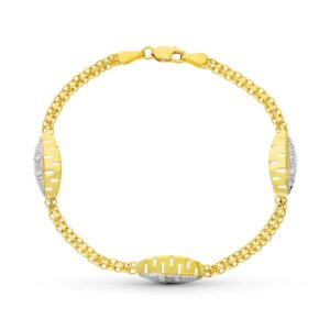 18K PULSERA ORO BICOLOR CIRCONITAS 17.5 CM