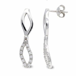 18K PENDIENTES ORO BLANCO LARGOS Y CIRCONITAS
