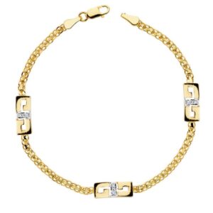 18K PULSERA BICOLOR CIRCONITAS 17 CM