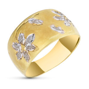 18K SORTIJA ORO BICOLOR FLORES