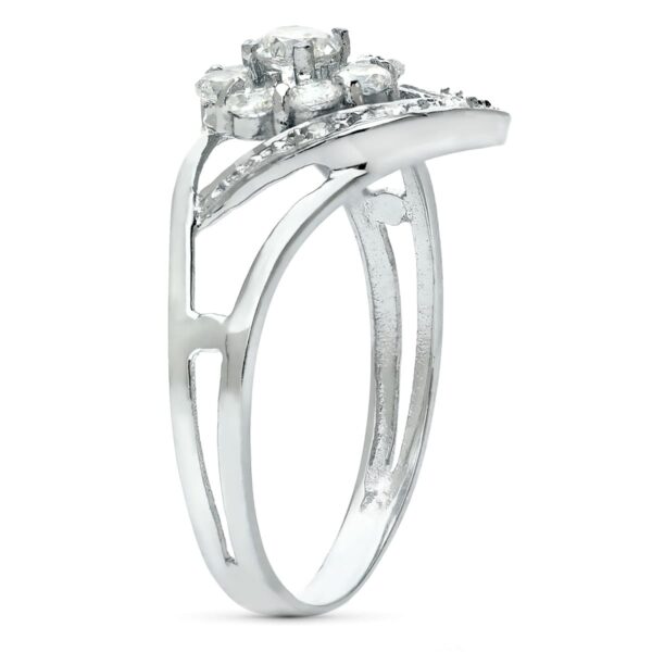 18K SORTIJA ORO BLANCO JUEGO NOVIA FLOR CUAJO 10 MM - Imagen 2