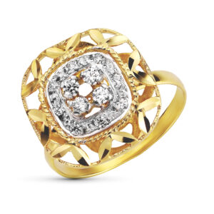 18K SORTIJA ORO BICOLOR CON CIRCONITAS