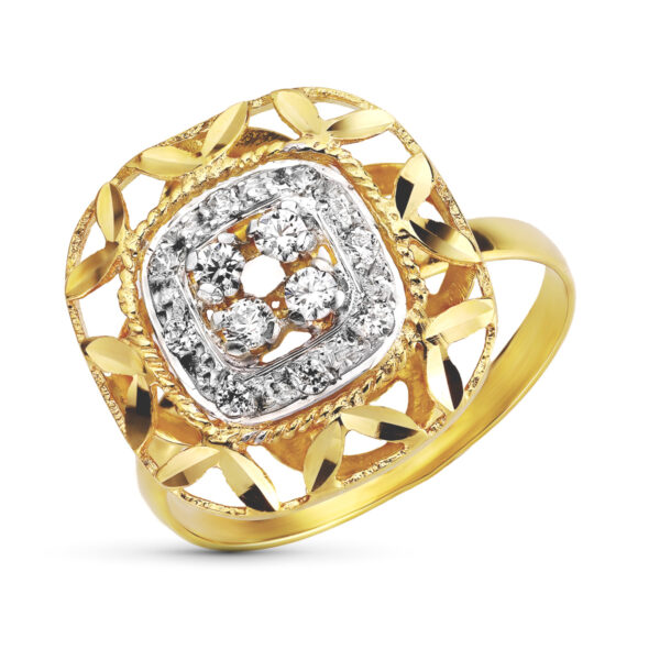 18K SORTIJA ORO BICOLOR CON CIRCONITAS