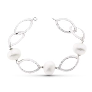 18K PULSERA ORO BLANCO 18 CM PERLA CULTIVADAS 14 MM