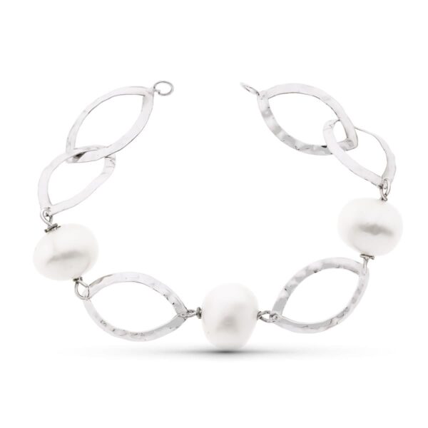 18K PULSERA ORO BLANCO 18 CM PERLA CULTIVADAS 14 MM