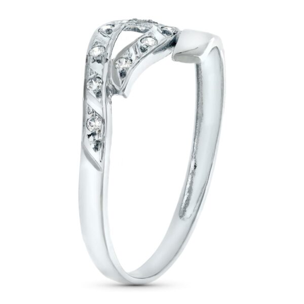 18K SORTIJA ORO BLANCO JUEGO NOVIA CIRCONITAS ANCHO 8 MM - Imagen 2