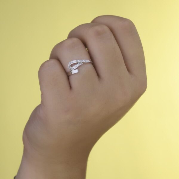 18K SORTIJA ORO BLANCO JUEGO NOVIA CIRCONITAS ANCHO 8 MM - Imagen 3