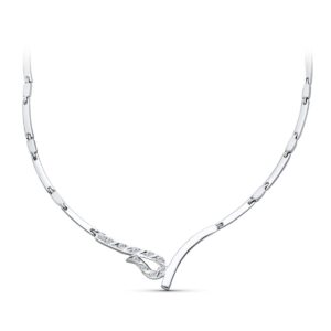 18K GARGANTILLA ORO BLANCO JUEGO NOVIA CIRCONITAS 45CM CIERRE MOSQUETON