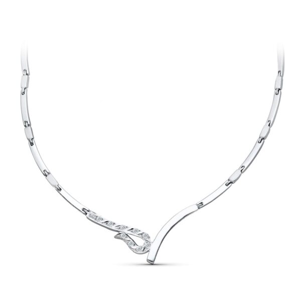 18K GARGANTILLA ORO BLANCO JUEGO NOVIA CIRCONITAS 45CM CIERRE MOSQUETON