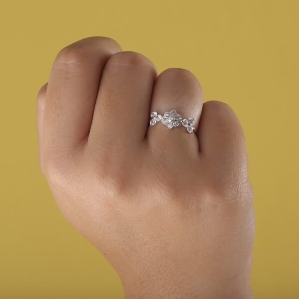 18K SORTIJA ORO BLANCO JUEGO NOVIA CIRCONITAS ANCHO 7 MM - Imagen 3
