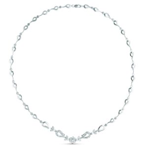 18K GARGANTILLA ORO BLANCO JUEGO NOVIA ARTICULADO 42 CM CIERRE MOSQUETON
