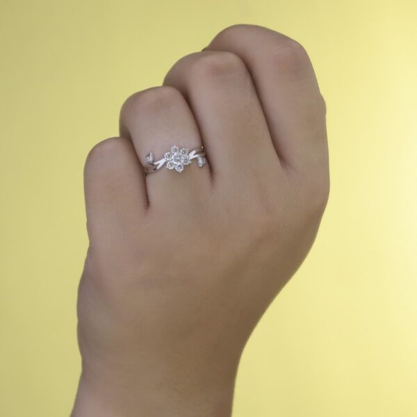 18K SORTIJA ORO BLANCO JUEGO NOVIA PIÑA CIRCONITAS ANCHO 10 MM - Imagen 3