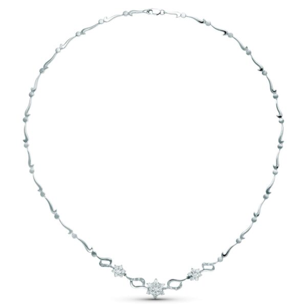 18K GARGANTILLA ORO BLANCO JUEGO NOVIA CENTRO PIÑA CIRCONITAS 45 CM MOSQUETON