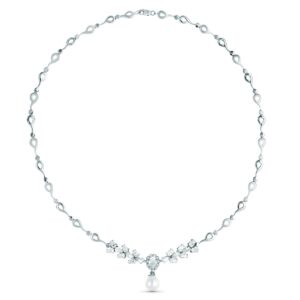 18K GARGANTILLA ORO BLANCO PERLA CULTIVADA 10 MM LONGITUD 45 CM CIERRE MOSQUETON
