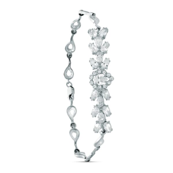 18K PULSERA ORO BLANCO JUEGO NOVIA CIRCONITAS 18.50 CM CIERRE MOSQUETON