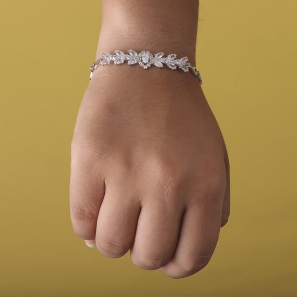 18K PULSERA ORO BLANCO JUEGO NOVIA CIRCONITAS 18.50 CM CIERRE MOSQUETON - Imagen 2