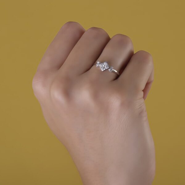 18K SORTIJA ORO BLANCO JUEGO NOVIA CIRCONITAS ANCHO 7 MM - Imagen 3