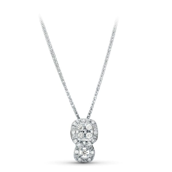 18K GARGANTILLA ORO BLANCO 42 CM JUEGO NOVIA CIRCONITAS MOTIVO 15X9 MM CIRCONITA