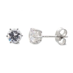 18K PENDIENTES ORO BLANCO GARRAS CIRCONITAS 6X6 MM