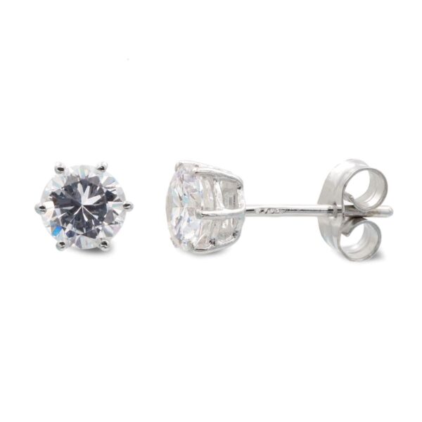 18K PENDIENTES ORO BLANCO GARRAS CIRCONITAS 6X6 MM