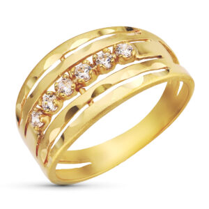 18K SORTIJA ORO AMARILLO CIRCONITAS MATE Y BRILLO