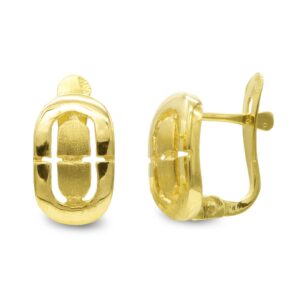 18K PENDIENTES BRILLO Y MATE 10X6 MM
