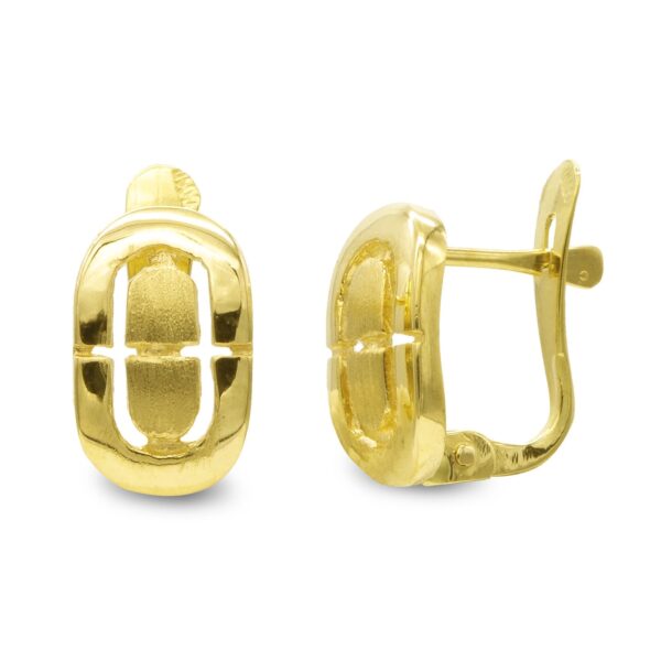 18K PENDIENTES BRILLO Y MATE 10X6 MM