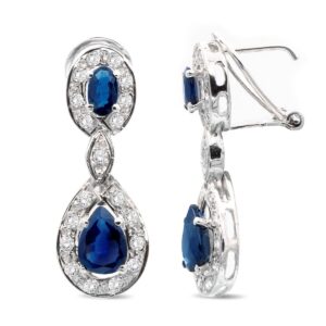 18K PENDIENTES ORO BLANCO PIEDRA FINA 25X9 MM